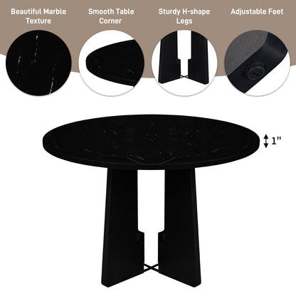 Round Dining Table - 43 Inch Black MDF Tabletop