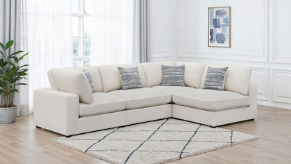 Beige Upholstered 4 Seat Sectional Sofa