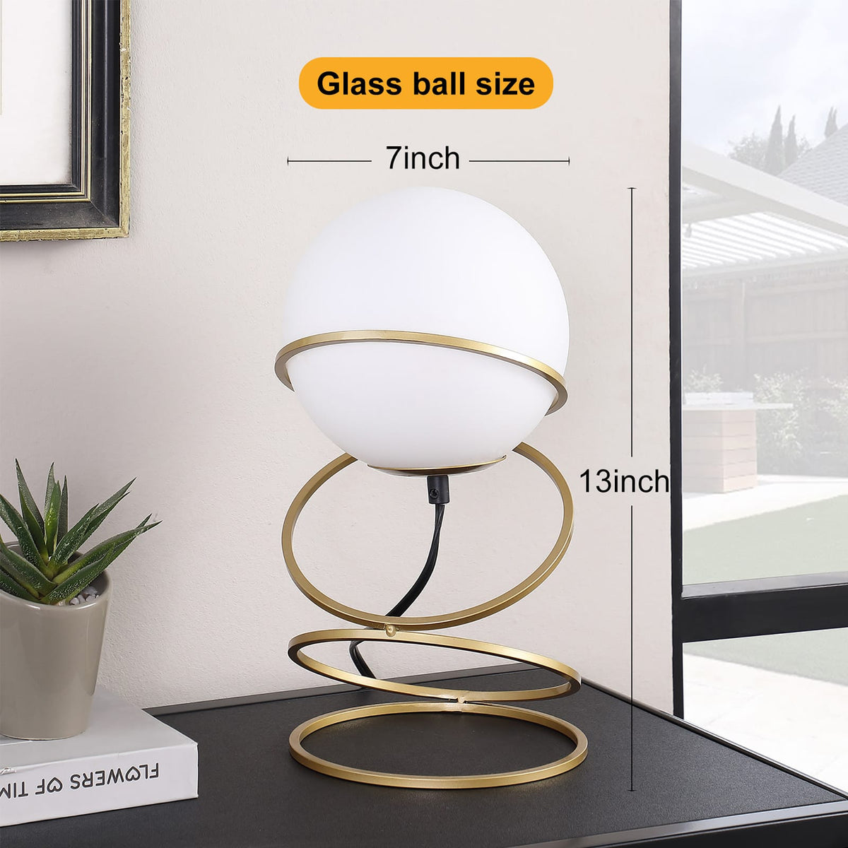 Gold & White Glass Table Lamp - Modern Accent Lighting