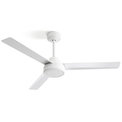 52 Inch White Ceiling Fan with Remote Control Blades