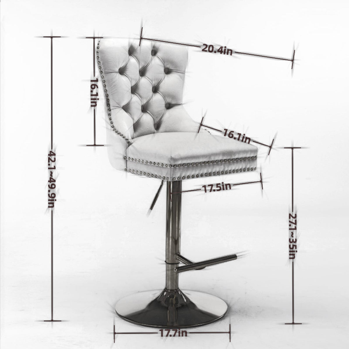 A&A Furniture Velvet Barstools - Beige Set of 2