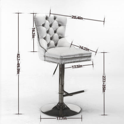 A&A Furniture Velvet Barstools - Beige Set of 2