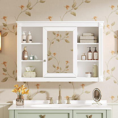 White Bathroom Storage Cabinet - 1 Door Mirror Cabinet