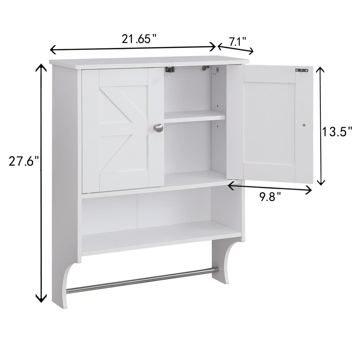 White Farmhouse Over-the-Toilet Storage Cabinet - Bathroom Utility