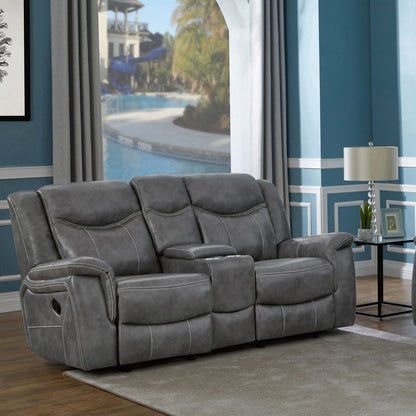 Carmen Cool Grey Motion Loveseat with Storage - Comfortable & Stylish