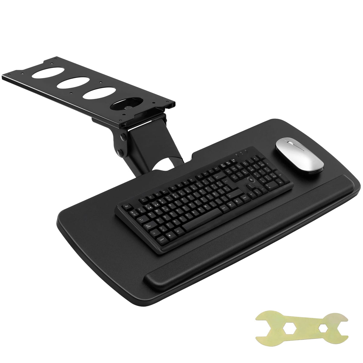 Adjustable Keyboard Tray Under Desk - 25x9.8 Inch Black MDF Metal