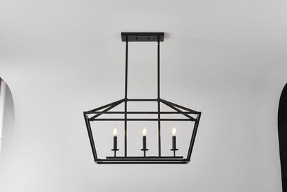 3-Light Farmhouse Kitchen Island Lighting - Matte Black