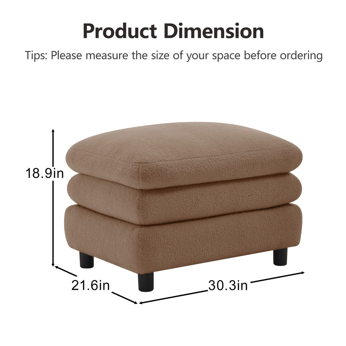Camel Teddy Ottoman - Soft & Supportive Comfort for Living Room
