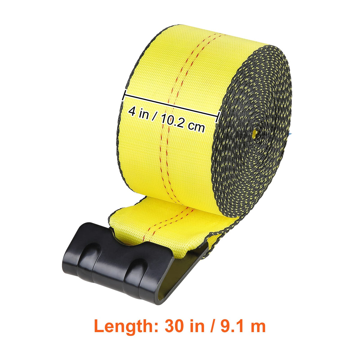 Winch Straps 4" x 30' - 6000 lb Load, Flat Hook Tie Downs Yellow (4 Pack)