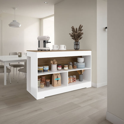 Rectangular White Kitchen Island with Storage for Dining Room