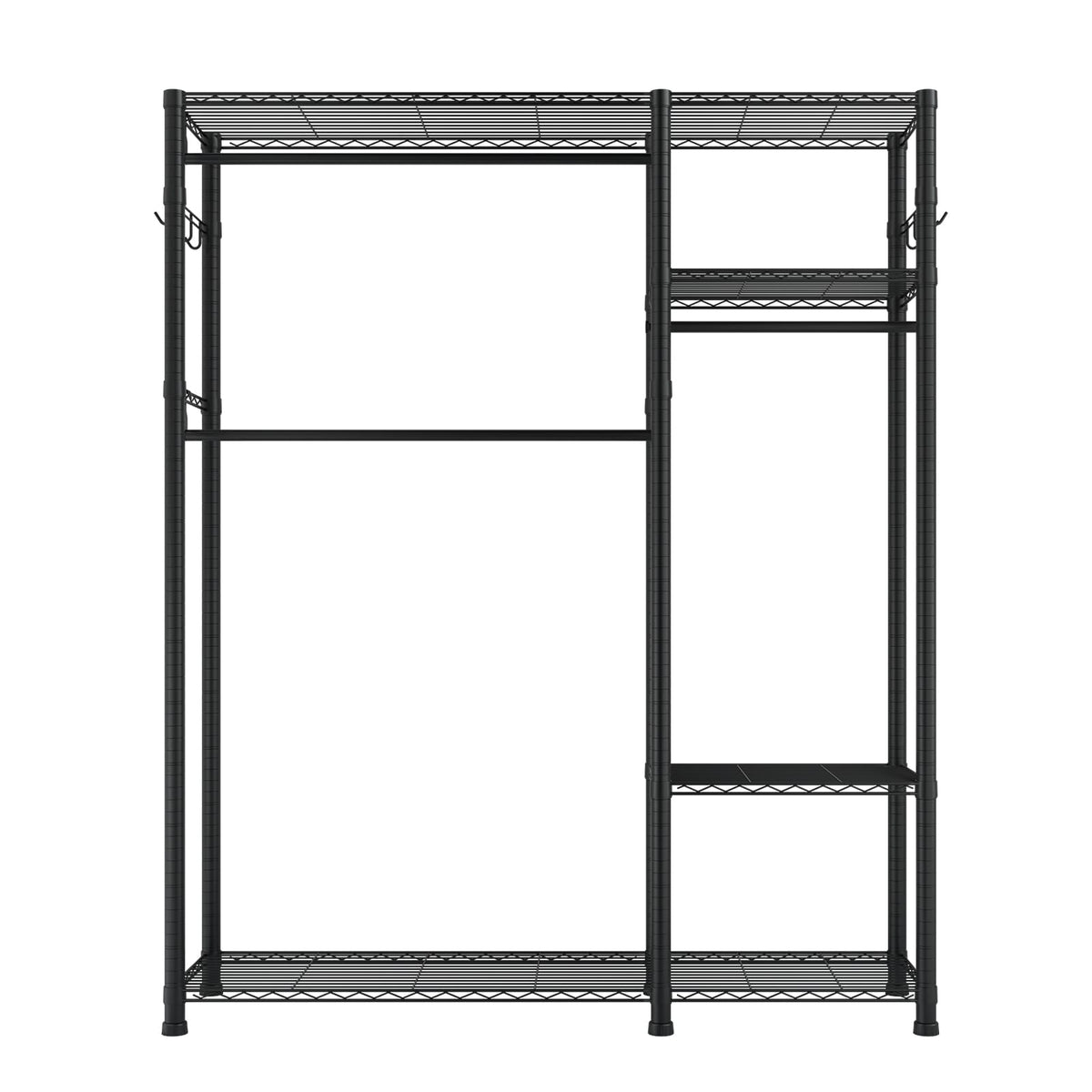 Black Carbon Steel Clothes Rack - 6 Tier Storage