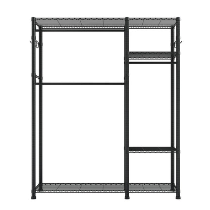 Black Carbon Steel Clothes Rack - 6 Tier Storage