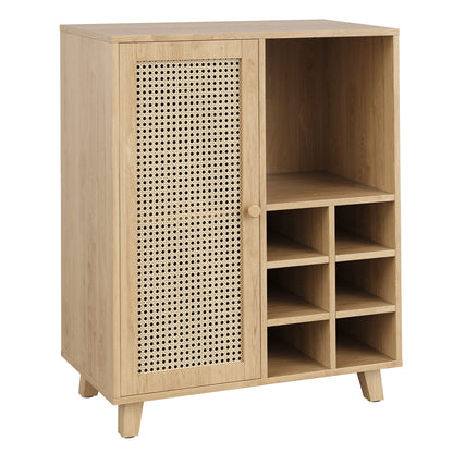 34 Inch Rattan Sideboard Cabinet with Wine Racks