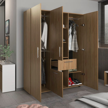 70" Light Oak Bedroom Dresser with Four Doors & Drawer