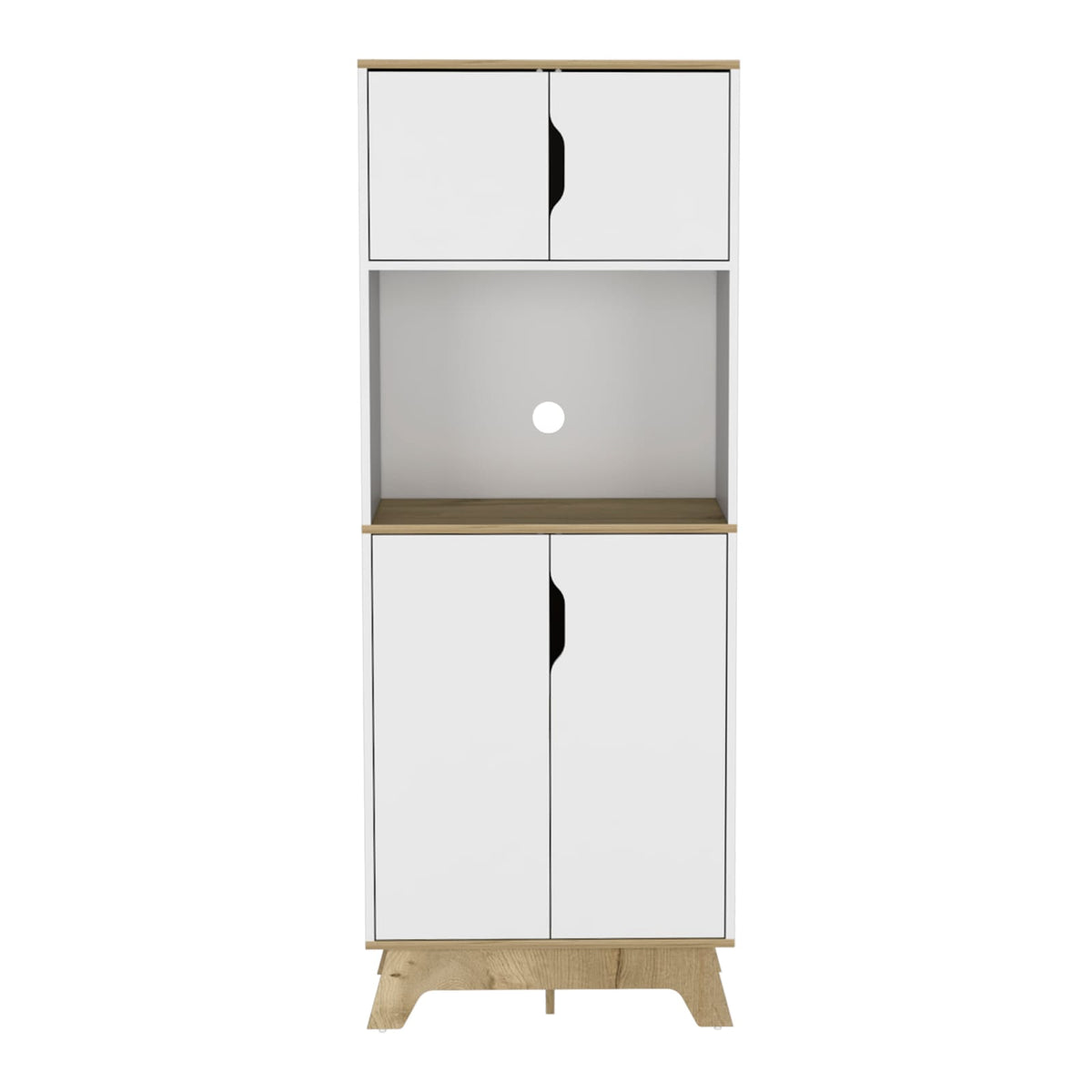 Light Oak Microwave Cabinet - 15.75" Tall Storage Unit for Living Room