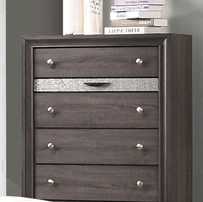 Gray Solid Wood Chest Drawers Bedroom Dresser with Hidden Jewelry Drawer