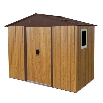 Coffee Metal Storage Shed for Garden and Backyard Outdoor Storage