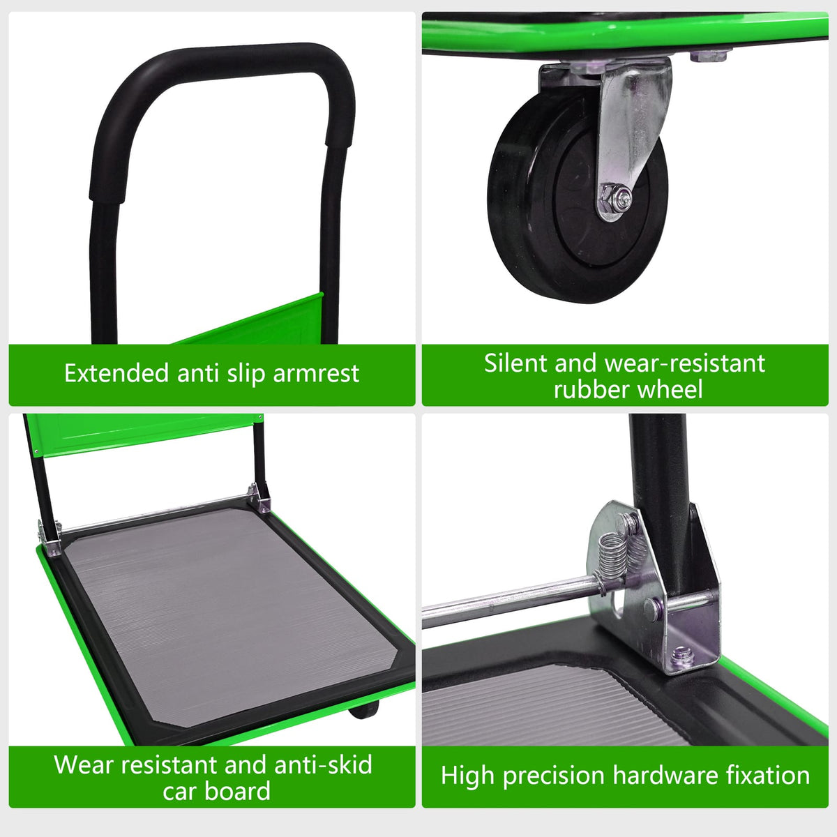 Green Steel Folding Hand Truck - 660lb Capacity