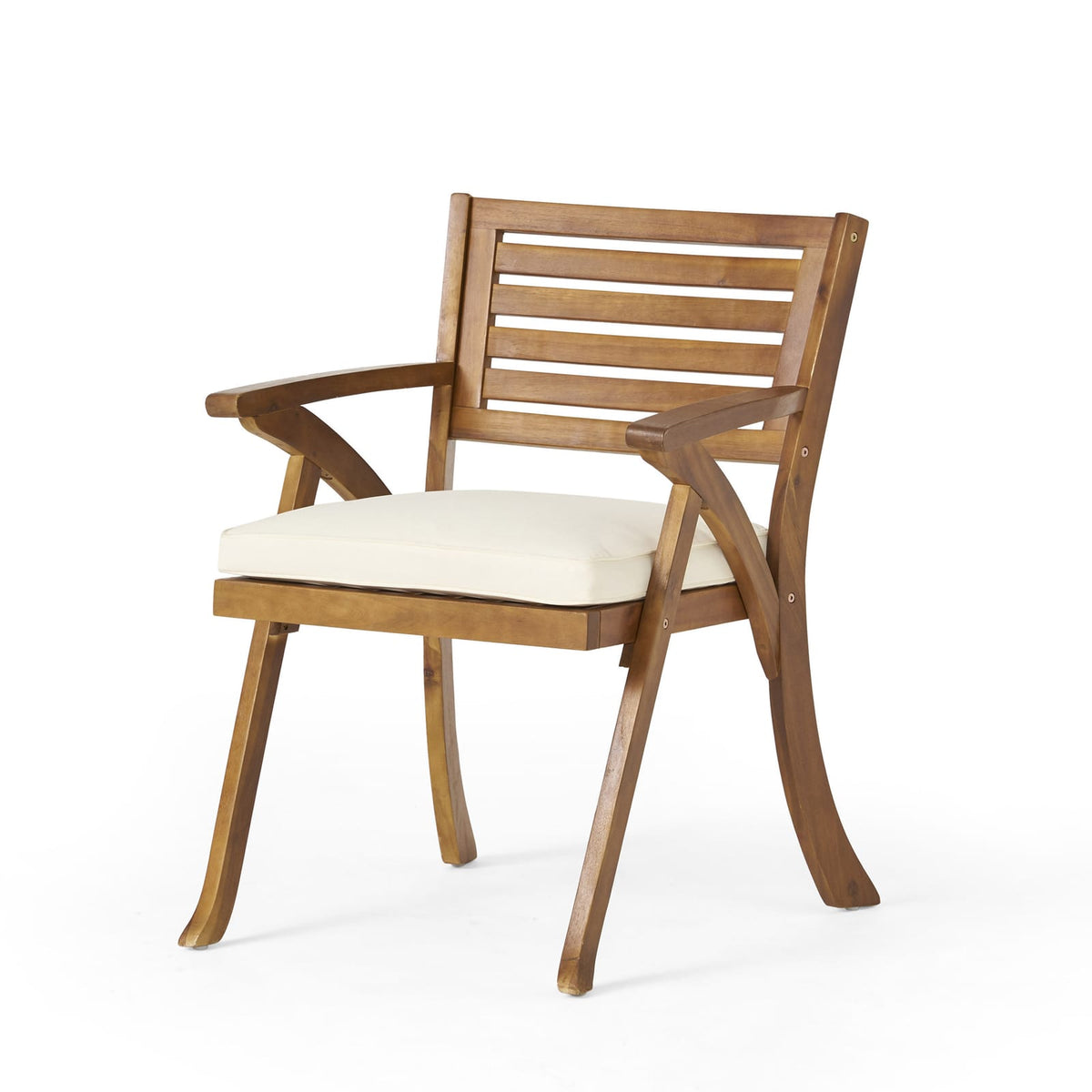 Cream Teak Acacia Wood Patio Dining Set 3 Pieces