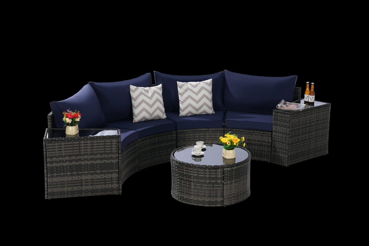Dark Blue 7 Piece Patio Set - Outdoor Sofa Set