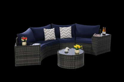 Dark Blue 7 Piece Patio Set - Outdoor Sofa Set