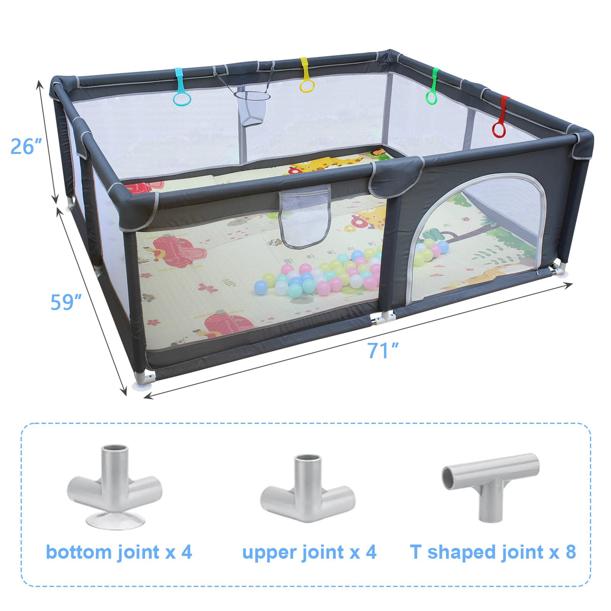 70.87" White Fabric Playpen - Outdoor & Indoor Use