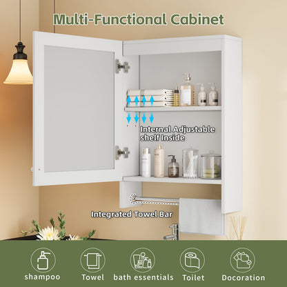 3-in-1 White Bathroom Mirror Cabinet - Wall Mounted Storage