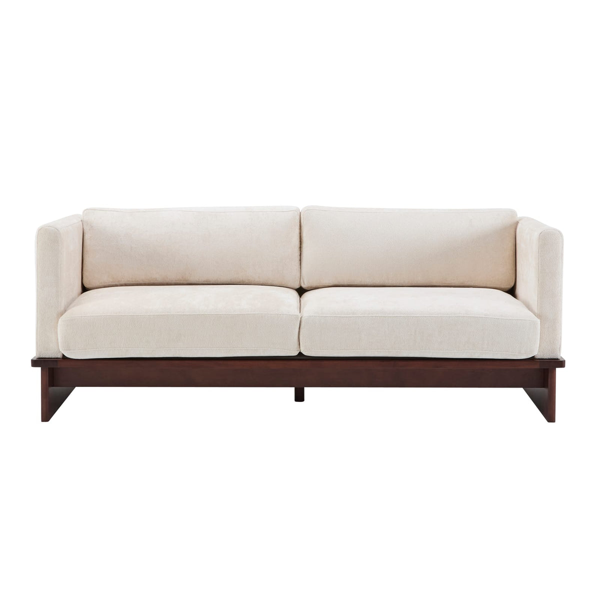77 in. Square Arm Modern 3 Seater Boucle Sofa - Beige Fabric