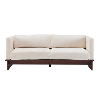 77 in. Square Arm Modern 3 Seater Boucle Sofa - Beige Fabric