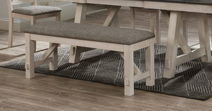 Cream Upholstered Bench - Grey Wood Seat 48" for Bedroom