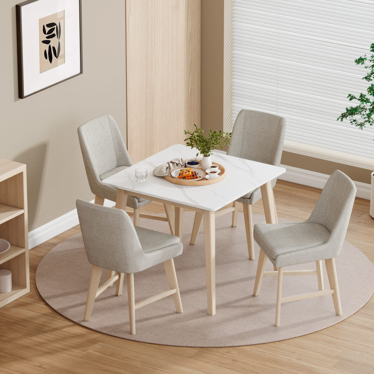 Compact White Square Dining Table - 36" Modern Design for Dining Room