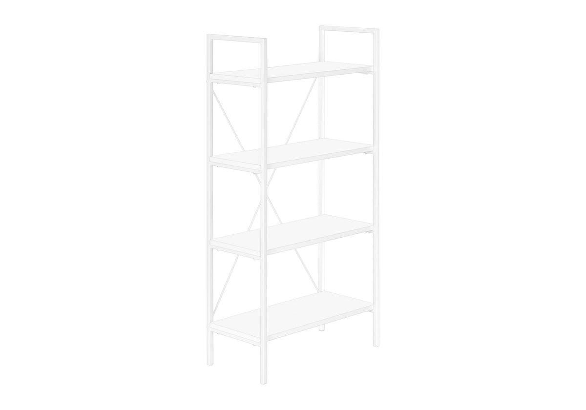 4-Tier White Bookshelf - 48 Inch High Storage