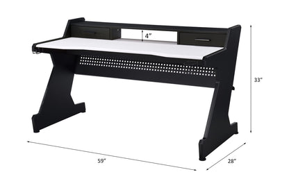 White Black Gaming Desk with Storage Drawers