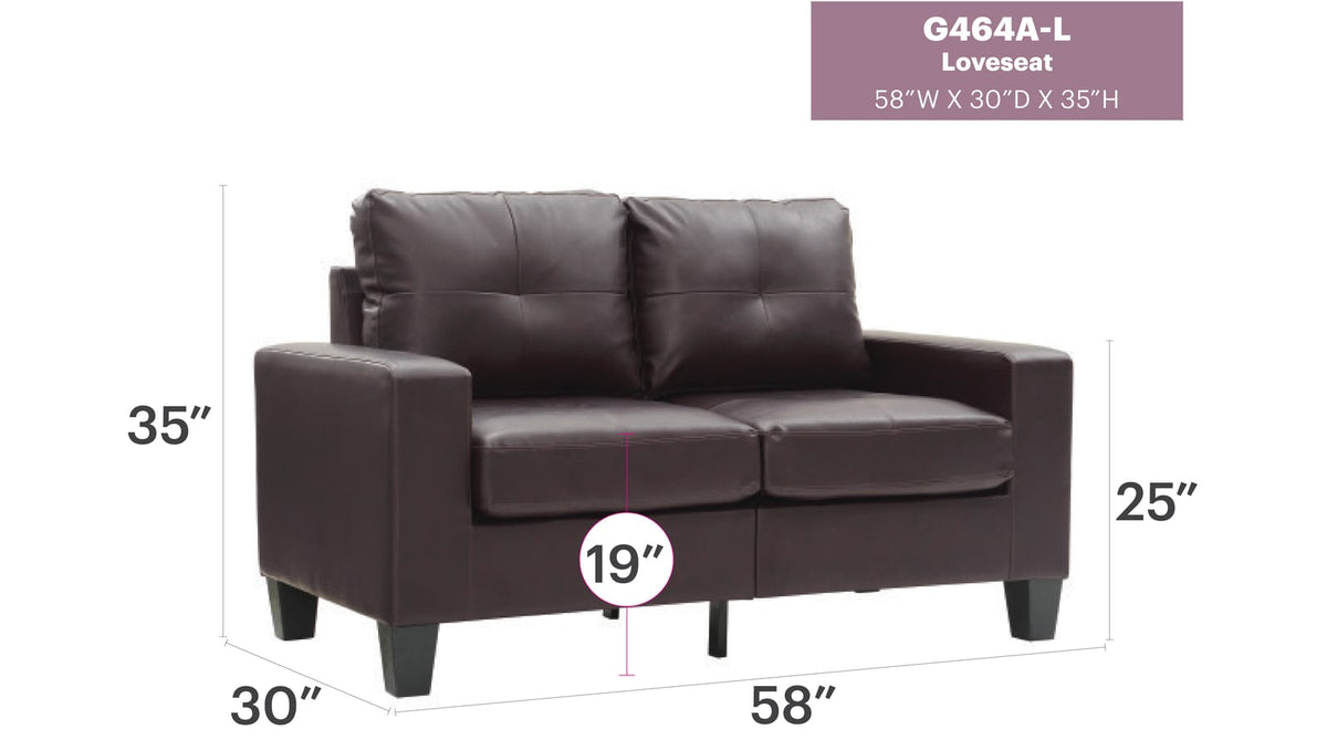 Dark Brown Modular Loveseat - Compact Design for Living Room