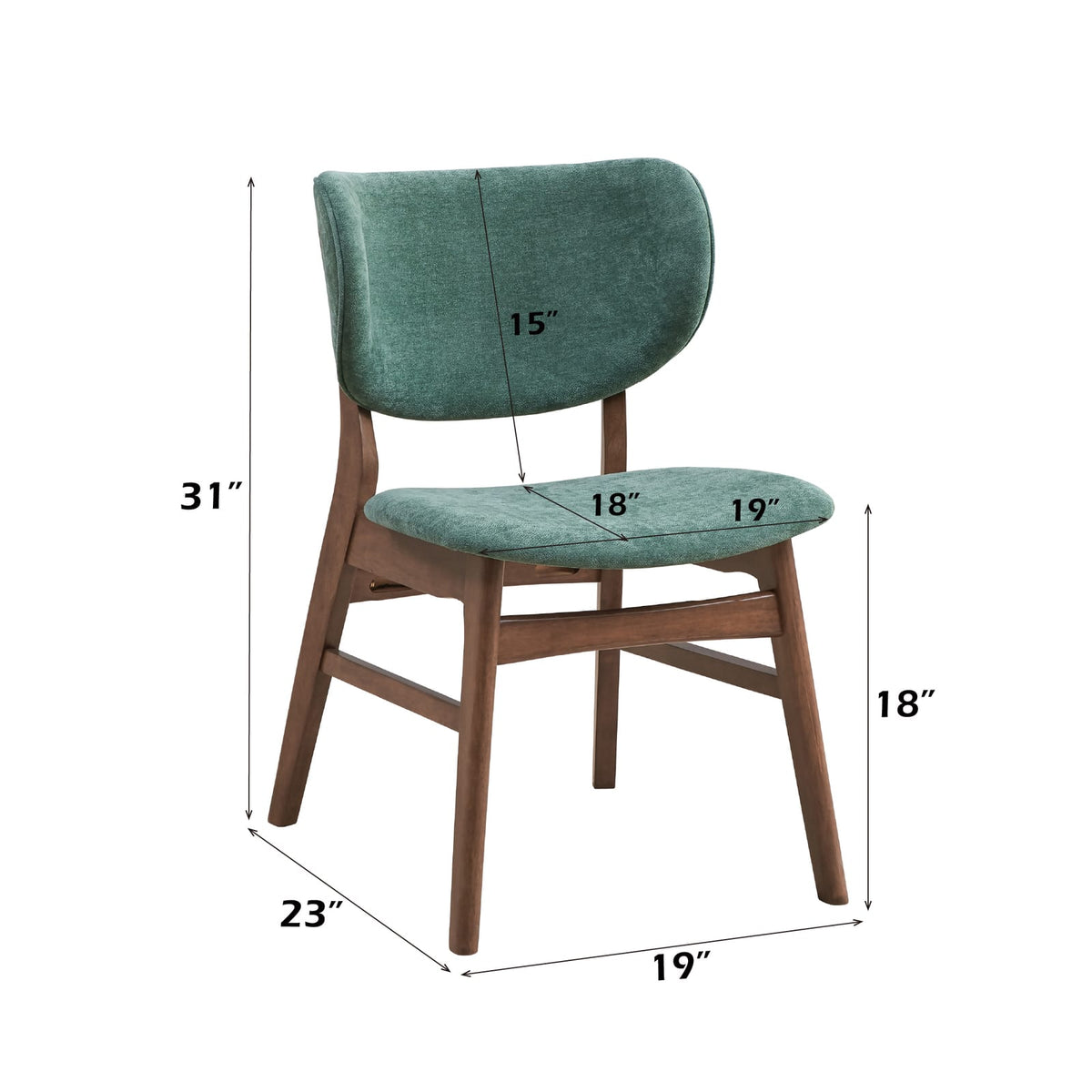 Green Oak Fabric Side Chair - Set of 2