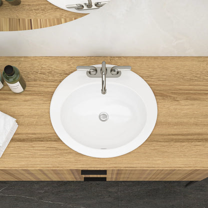 Modern White Ceramic Oval Bathroom Sink for Countertop Installation