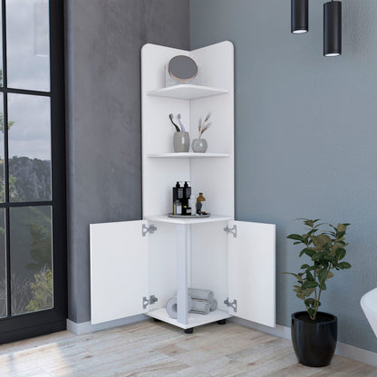 White 2-Door Tall Bathroom Cabinet with 4 Shelves