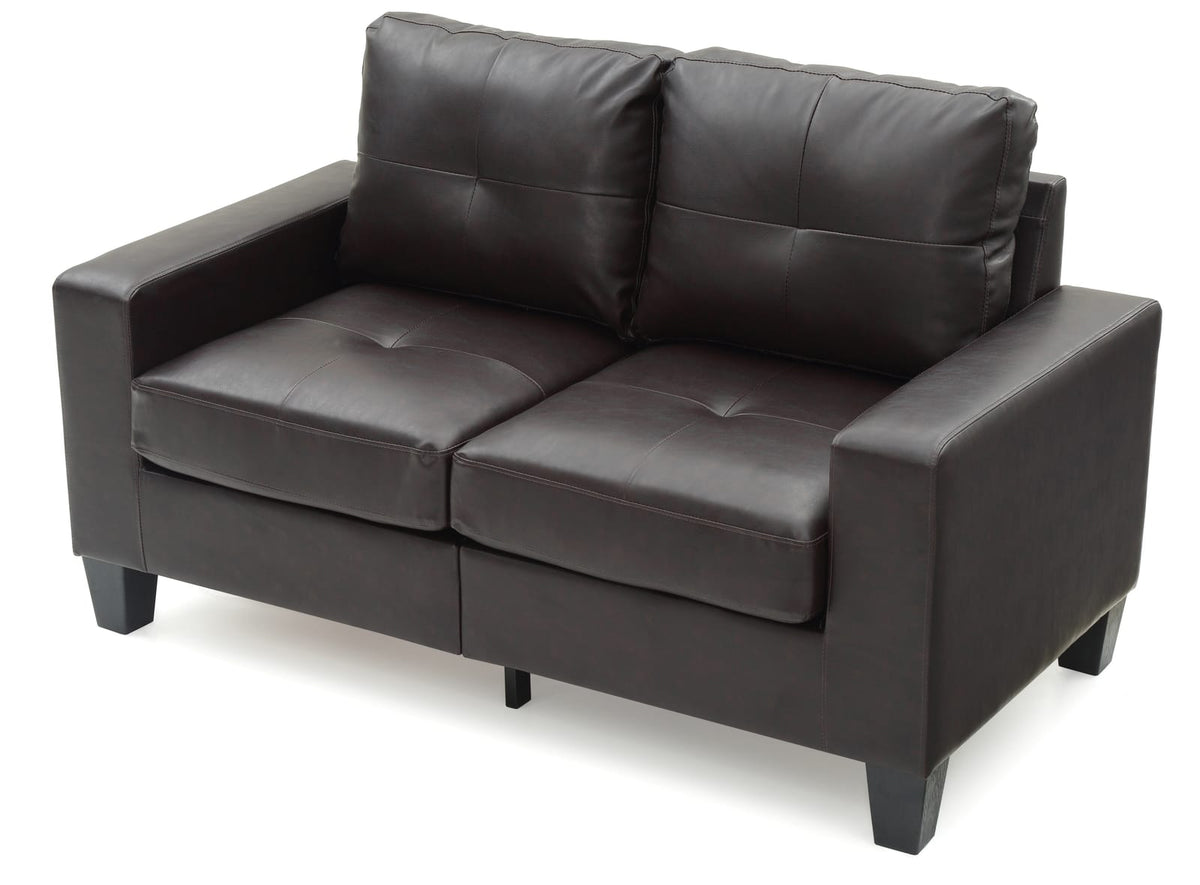 Dark Brown Modular Loveseat - Compact Design for Living Room