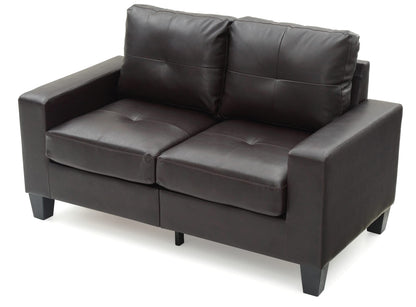 Dark Brown Modular Loveseat - Compact Design for Living Room
