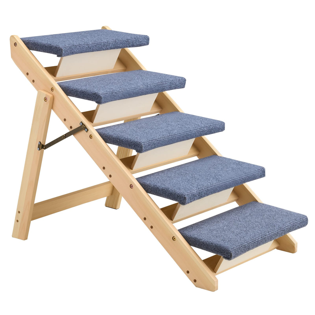 5-Step Wooden Dog Stairs for Bed Sofa & Cars