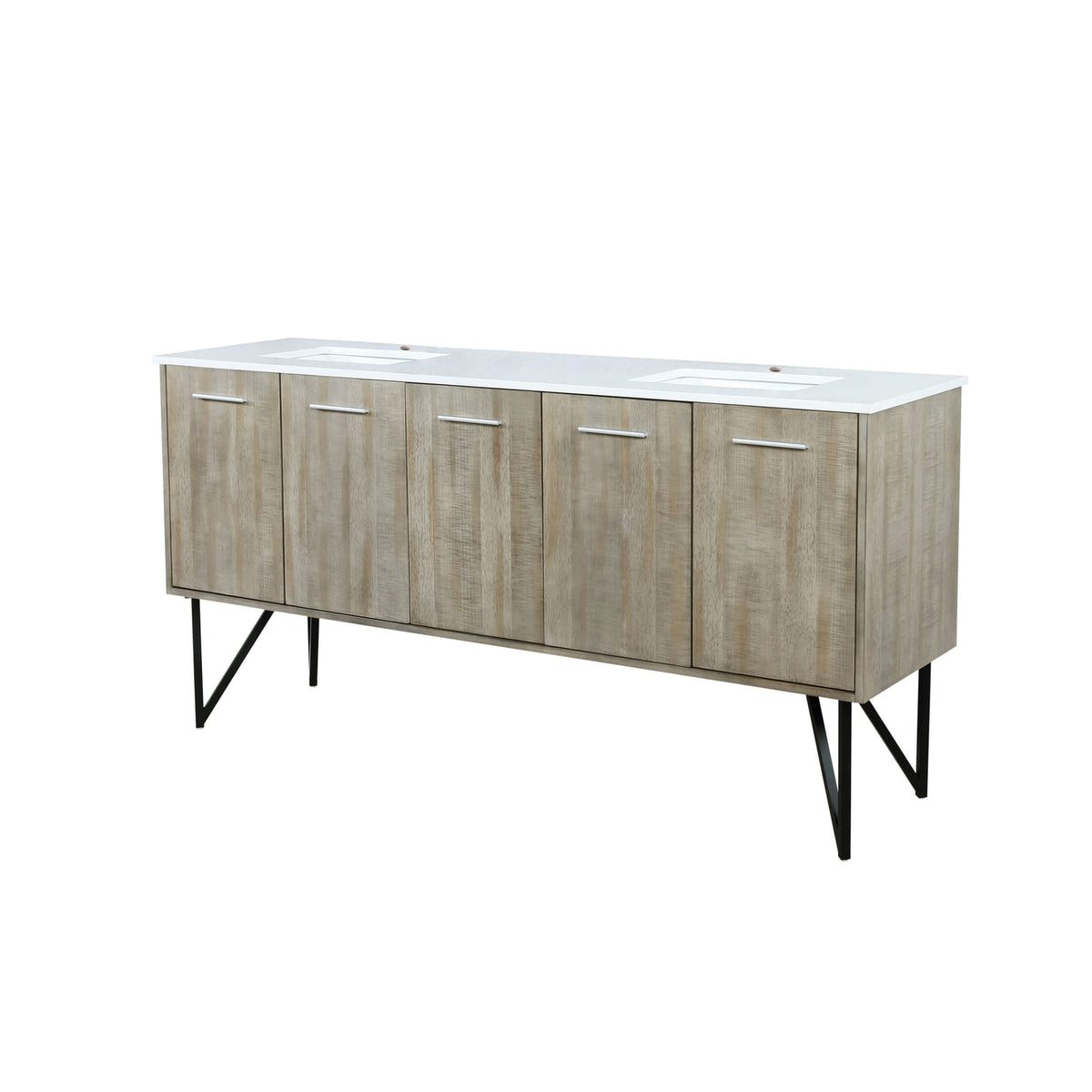 Rustic Acacia Double Bath Vanity - Storage & Quartz Top