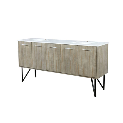 Rustic Acacia Double Bath Vanity - Storage & Quartz Top