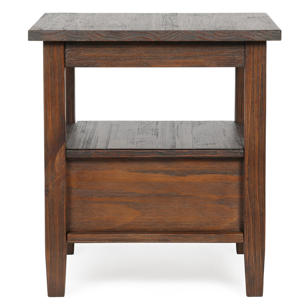 Warm Shaker End Table - Dark Brown Wood Storage Side Table