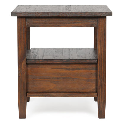 Warm Shaker End Table - Dark Brown Wood Storage Side Table