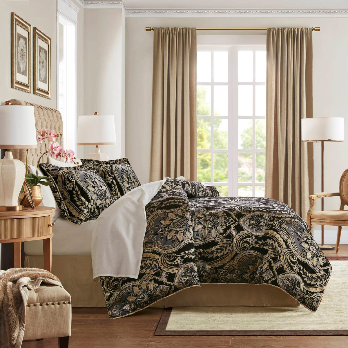 4 PCS King Comforter Set - Multicolor Polyester Bedding