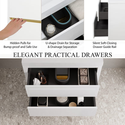 Glossy White Bathroom Vanity with Sink - 29.5" Storage Cabinet