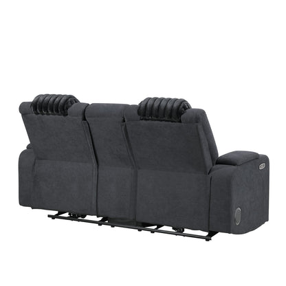 Black Polyester Power Reclining Loveseat - 72" for Living Room