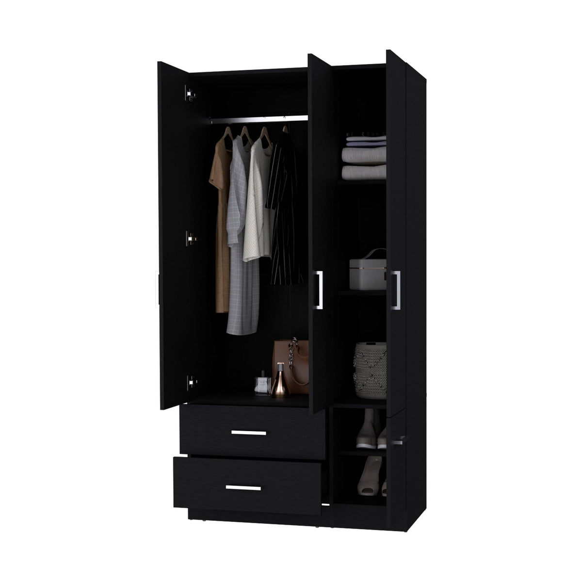 Wenge 4-Door Melamine Dresser - Bedroom Storage