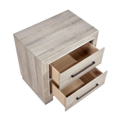 Modern Gray Finish Two-Drawer Nightstand - Wooden Bedroom Furniture