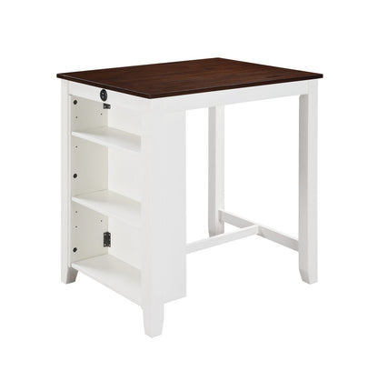 Graham 36" White Dining Table with USB Ports & Shelves for Dining Room